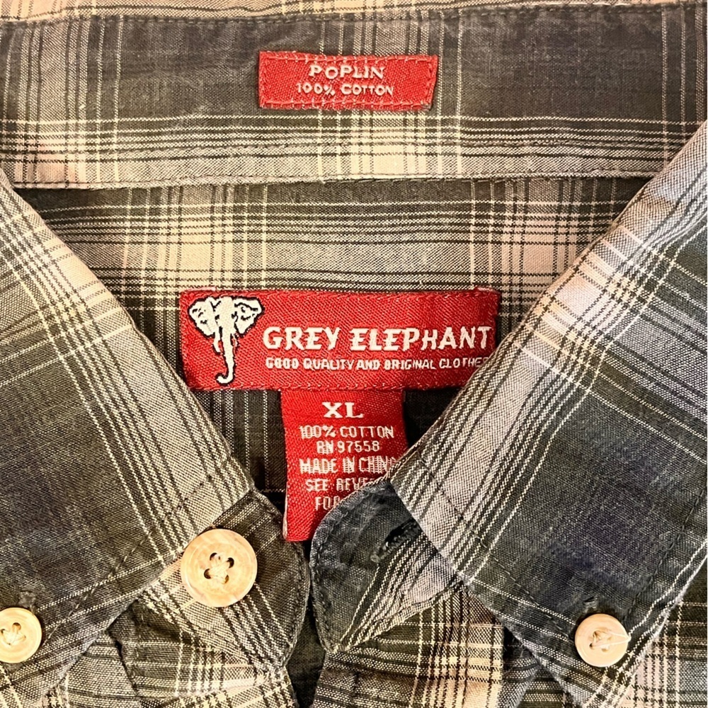 Grey Elephant 100% cotton Plaid Long Sleeve Button Down Shirt Size XL - Picture 3 of 4